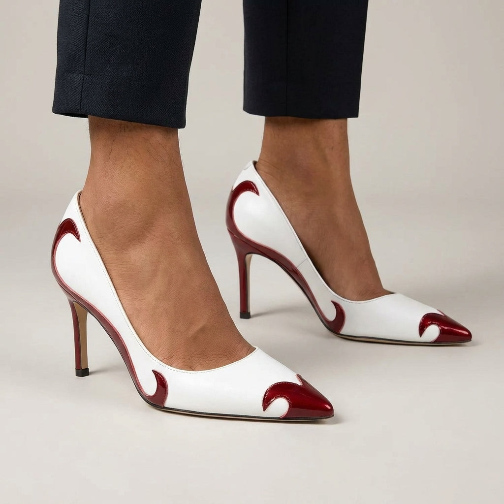 Smooth Leather Pointed Toe Heels With Arch Support