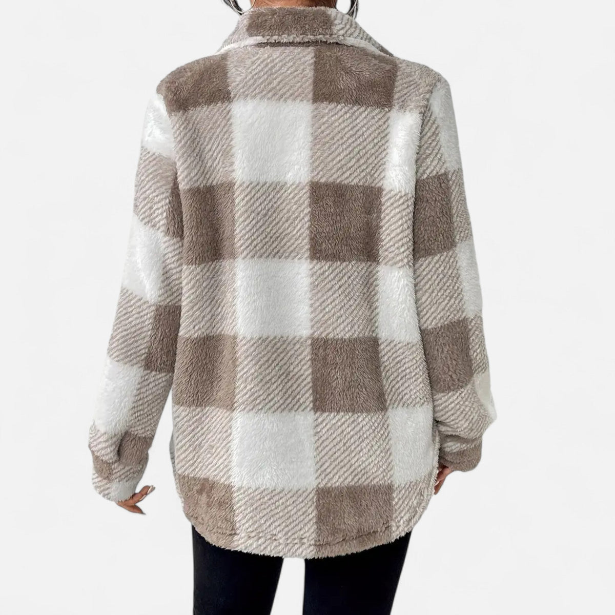 Sophie Laurent Plush Checkered Sherpa Jacket