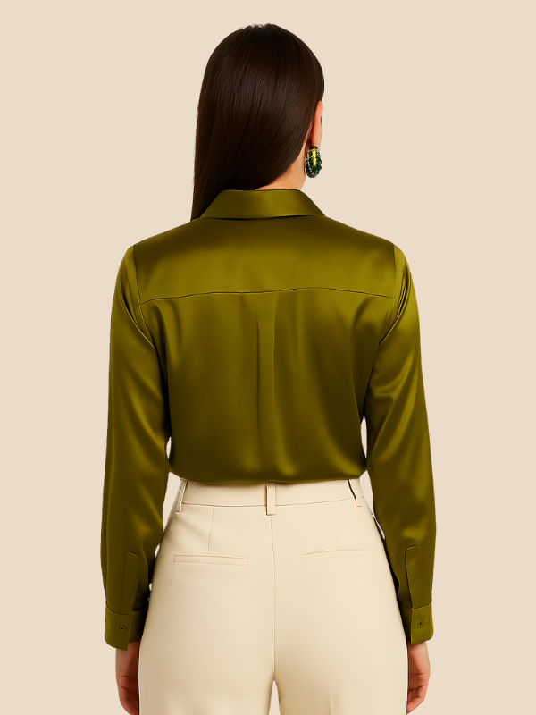 Adriana Button Blouse for Women – Long Sleeve Elegant Office Top