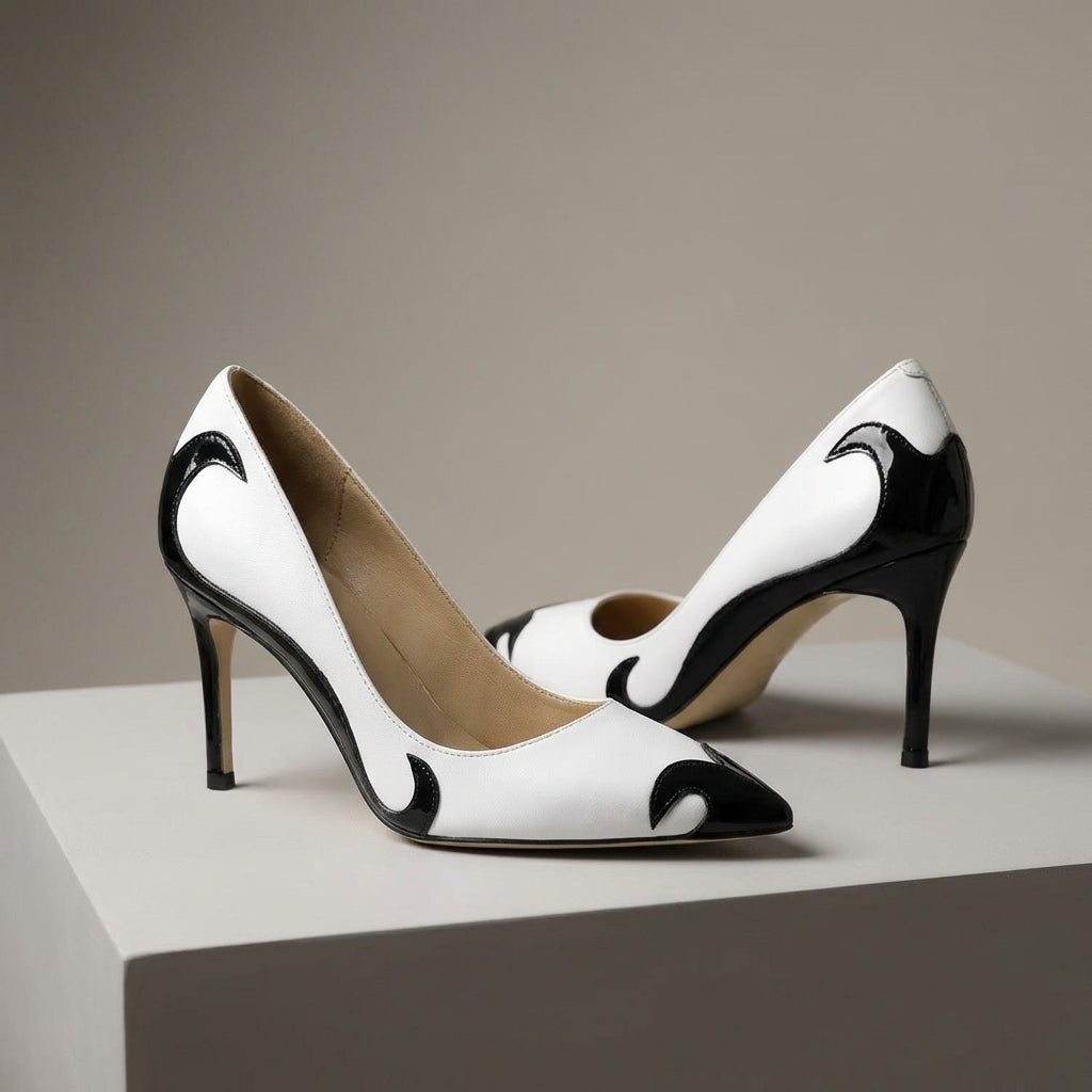 Smooth Leather Pointed Toe Heels With Arch Support
