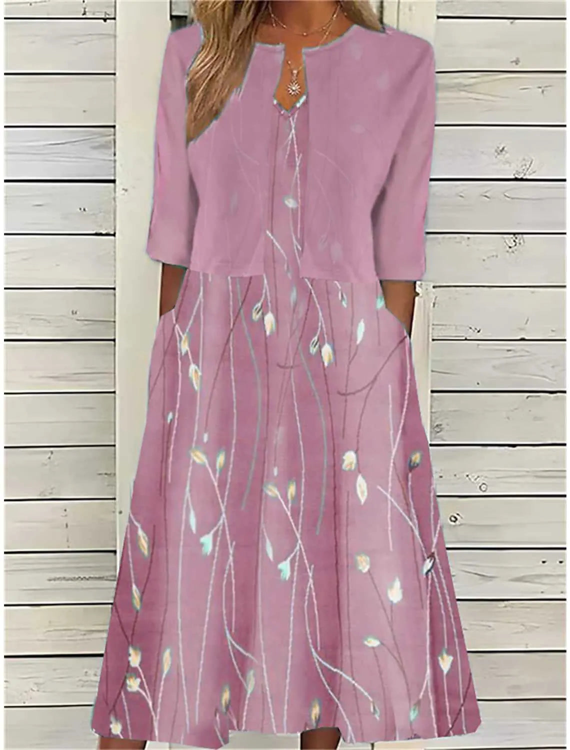 Floral Two-Piece Half Sleeve Midi Set