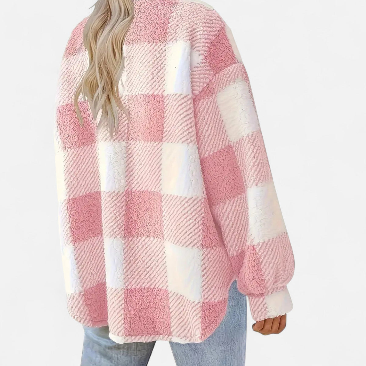 Sophie Laurent Plush Checkered Sherpa Jacket