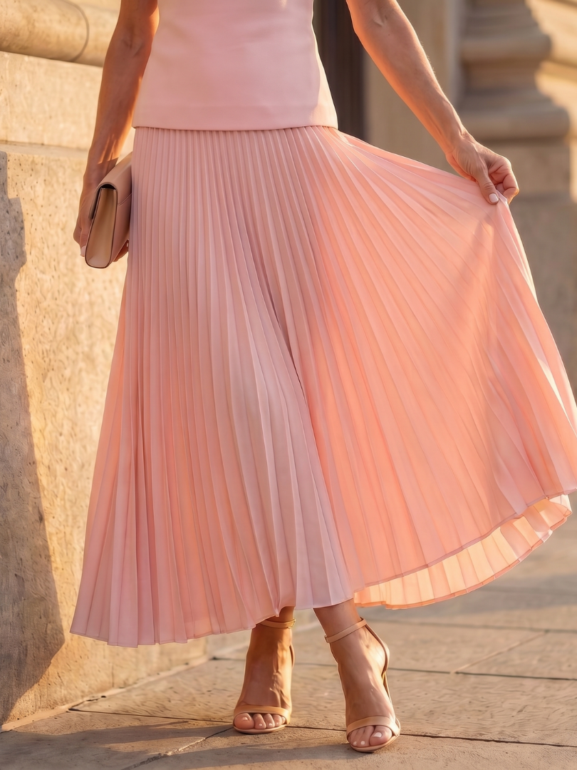 Structured Bodice Pleated Maxi Skirt Two Piece Set