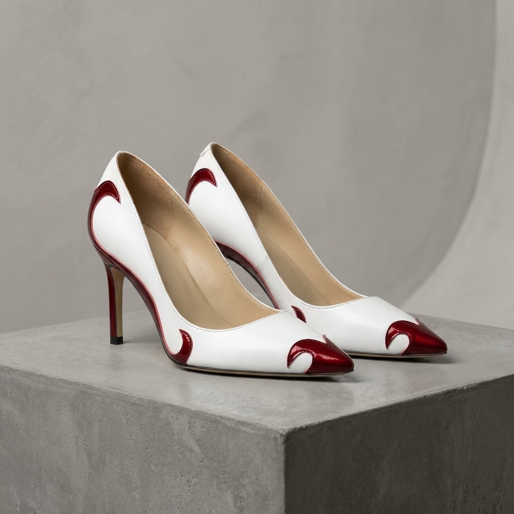 Smooth Leather Pointed Toe Heels With Arch Support