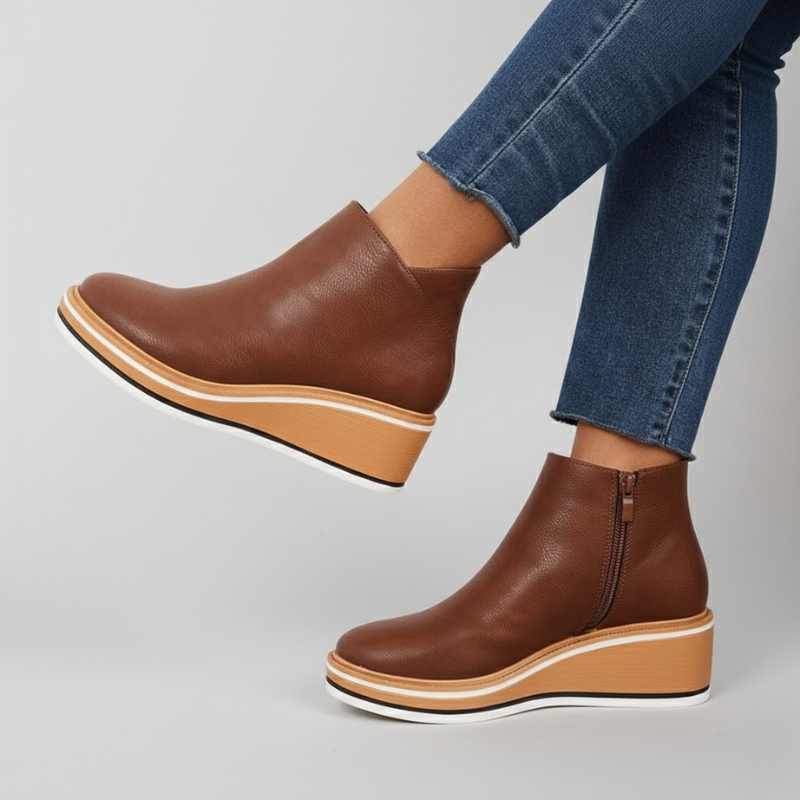 Veronica Leather Wedge Orthopedic Boots
