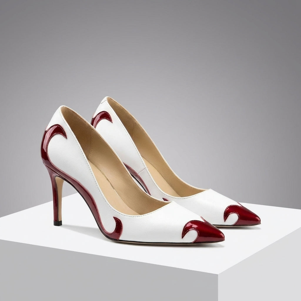 Smooth Leather Pointed Toe Heels With Arch Support