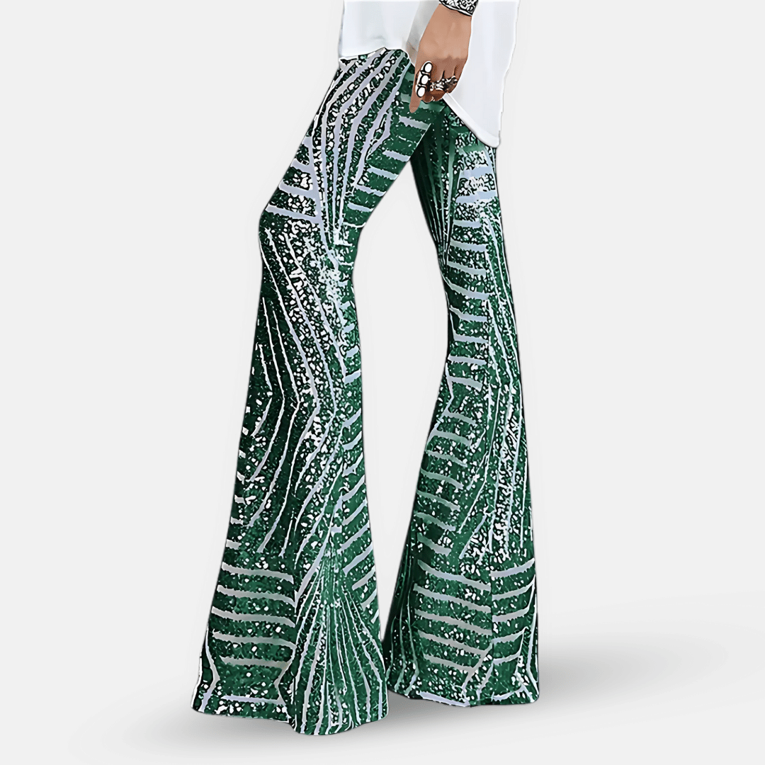 Sequin High Waist Flare Pants
