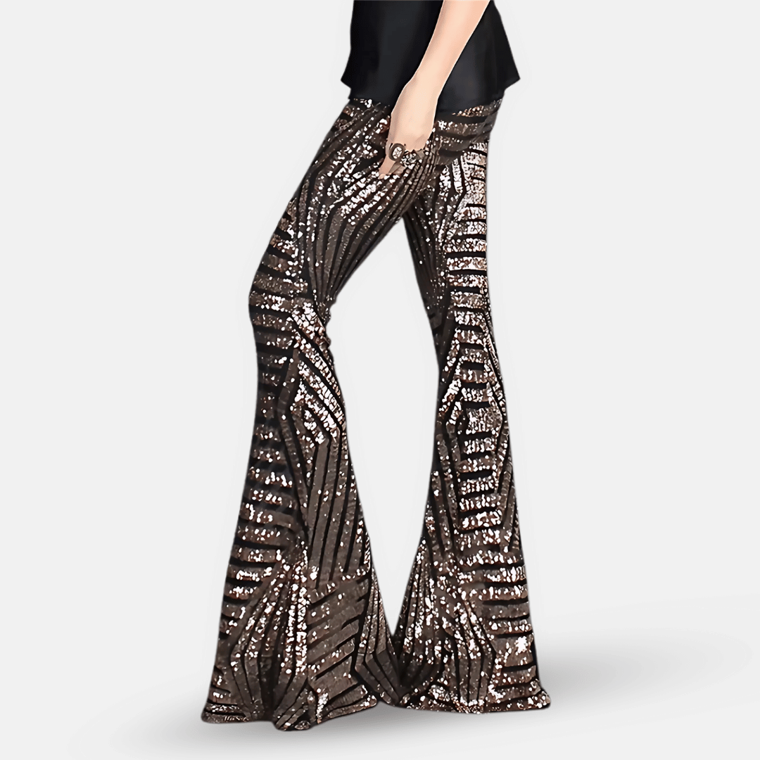 Sequin High Waist Flare Pants