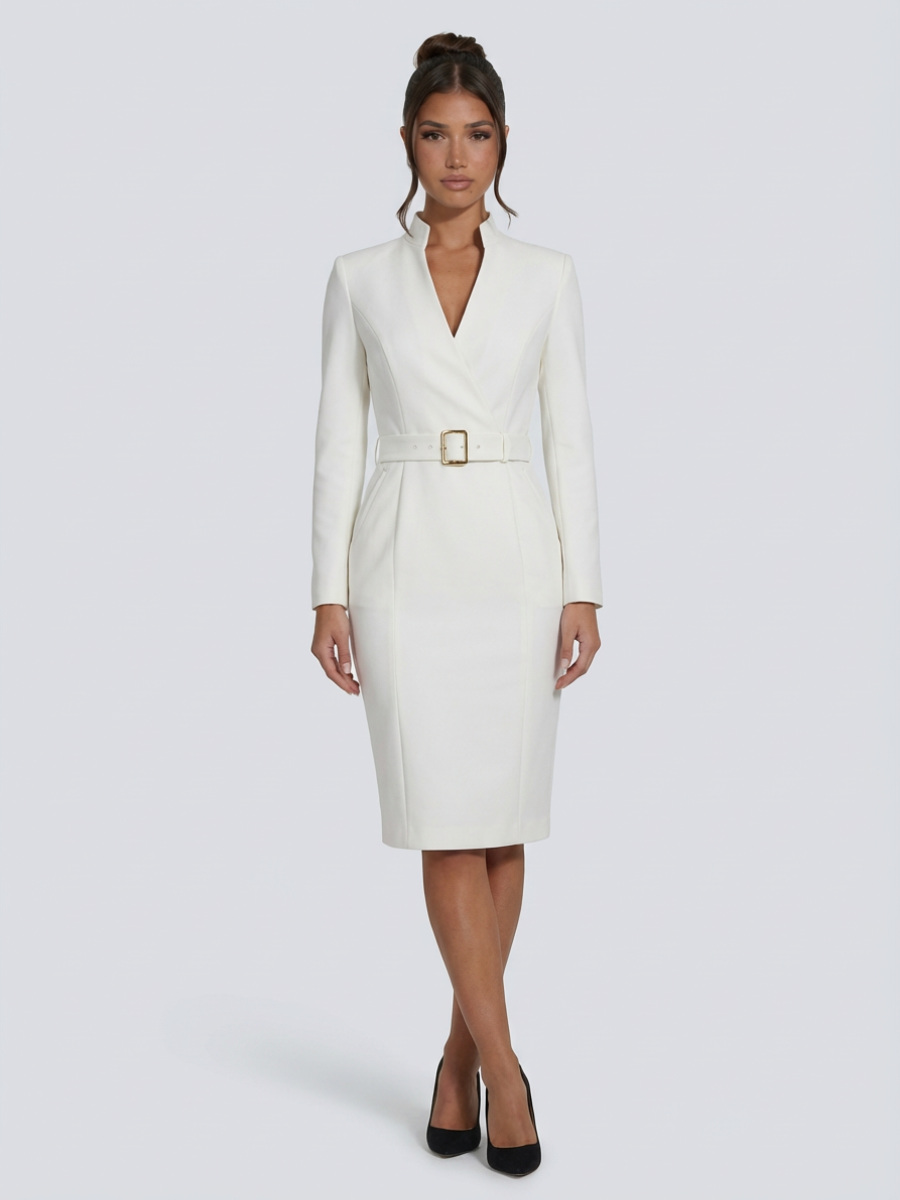 Valentina Moreau Belted Wrap Midi Dress