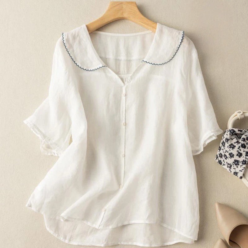 Women's Vintage Scalloped Collar Blouse
