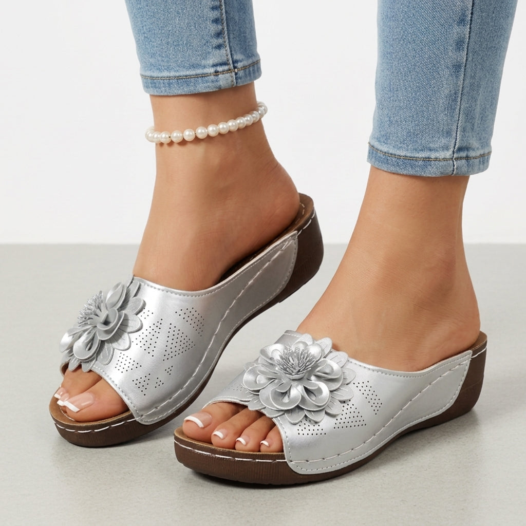 Women's Orthopedic Open Toe Wedge Sandals with Cushioned Footbed