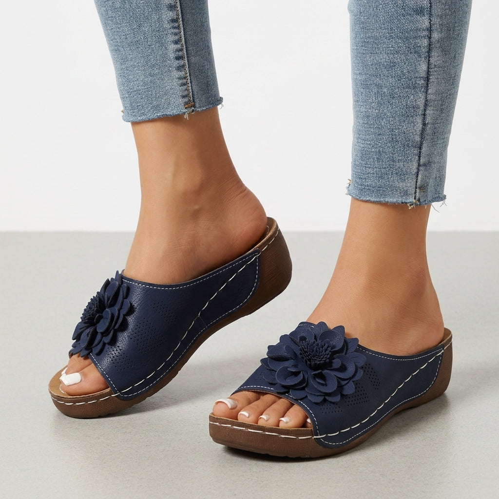 Women's Orthopedic Open Toe Wedge Sandals with Cushioned Footbed