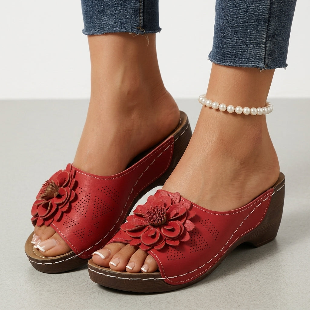 Women's Orthopedic Open Toe Wedge Sandals with Cushioned Footbed