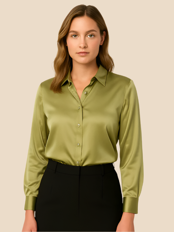 Adriana Button Blouse for Women – Long Sleeve Elegant Office Top
