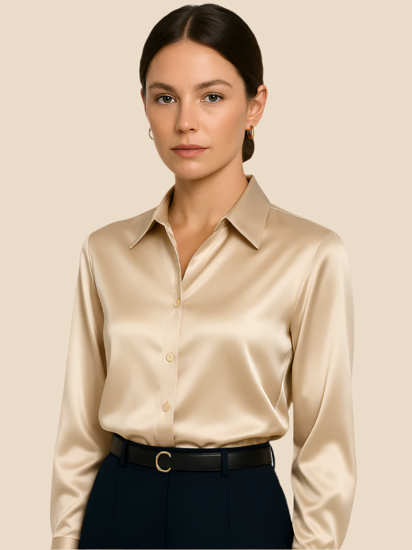 Adriana Button Blouse for Women – Long Sleeve Elegant Office Top