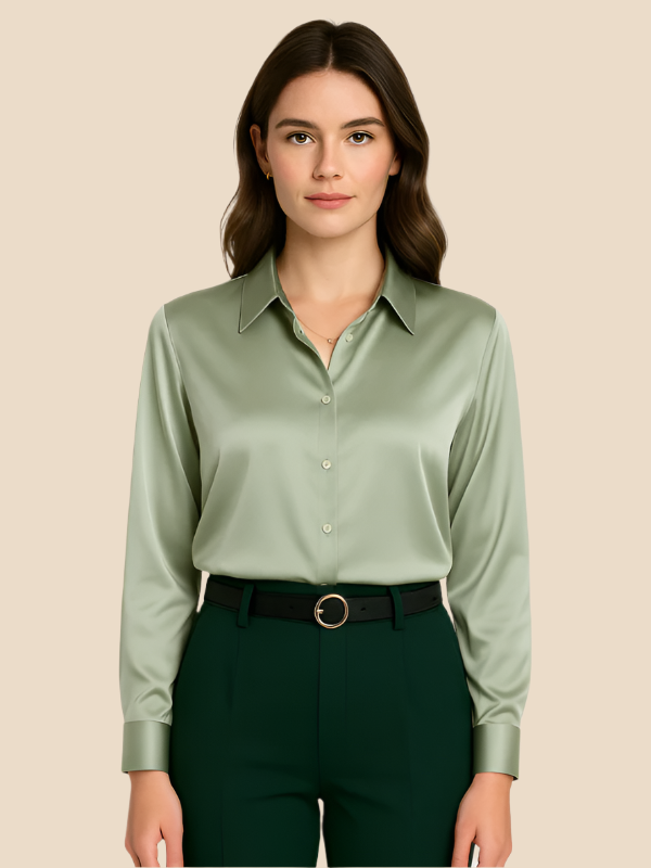 Adriana Button Blouse for Women – Long Sleeve Elegant Office Top