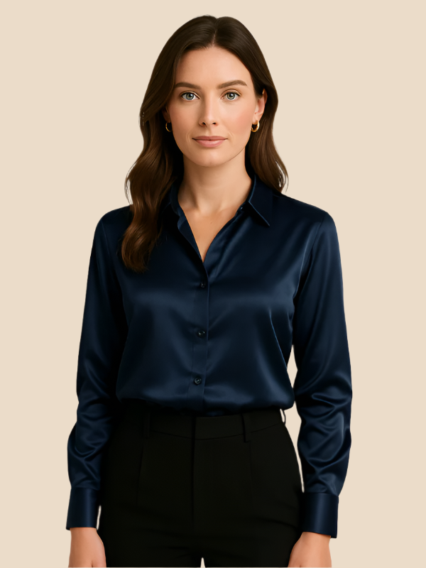 Adriana Button Blouse for Women – Long Sleeve Elegant Office Top