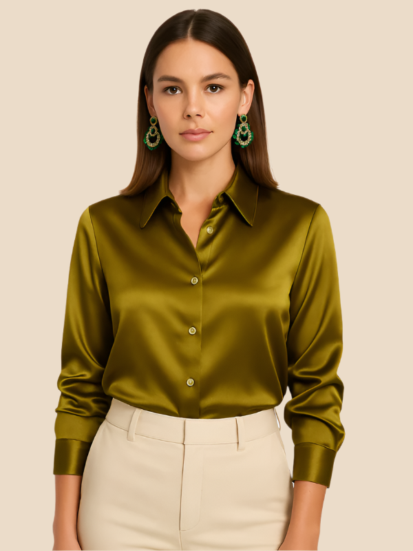Adriana Button Blouse for Women – Long Sleeve Elegant Office Top