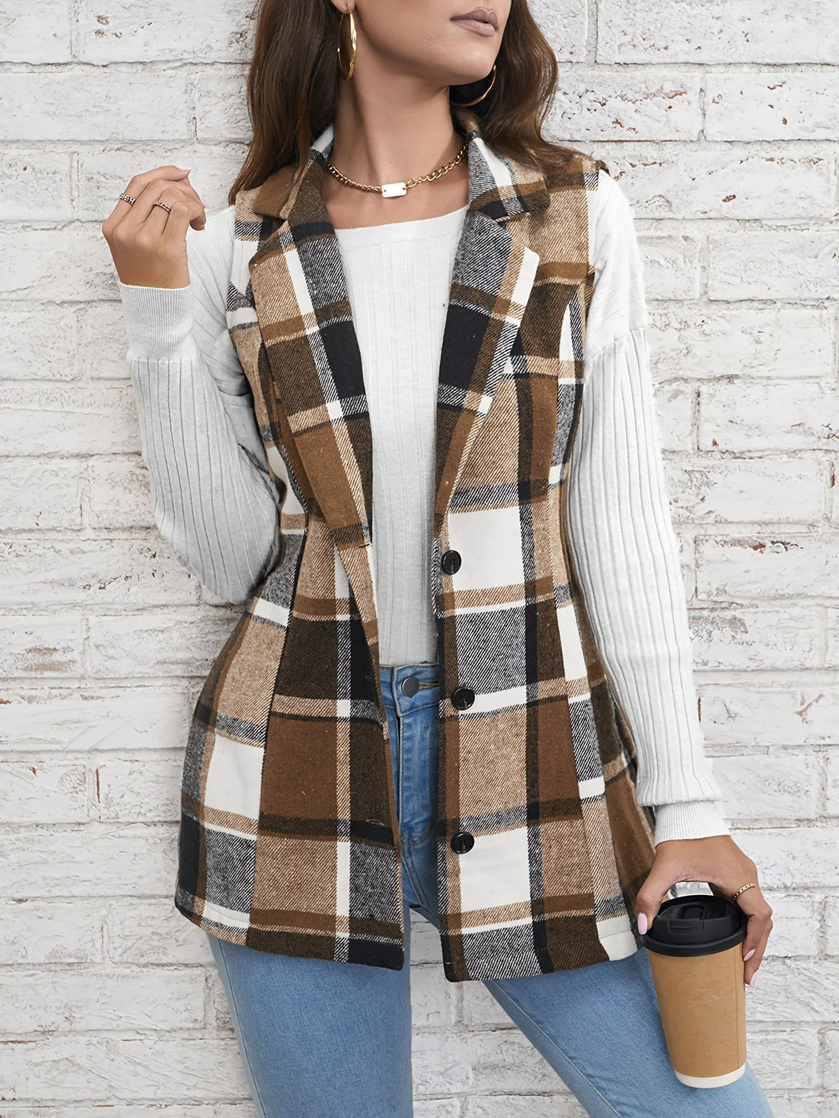 Drunelle Elegant Tailored Check Waistcoat