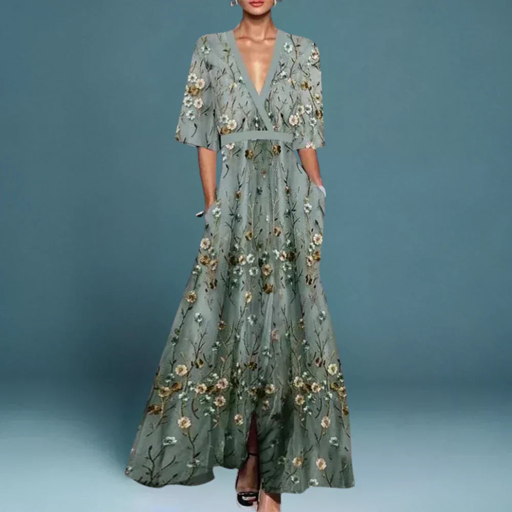 Floral Print Flowing Maxi Dress