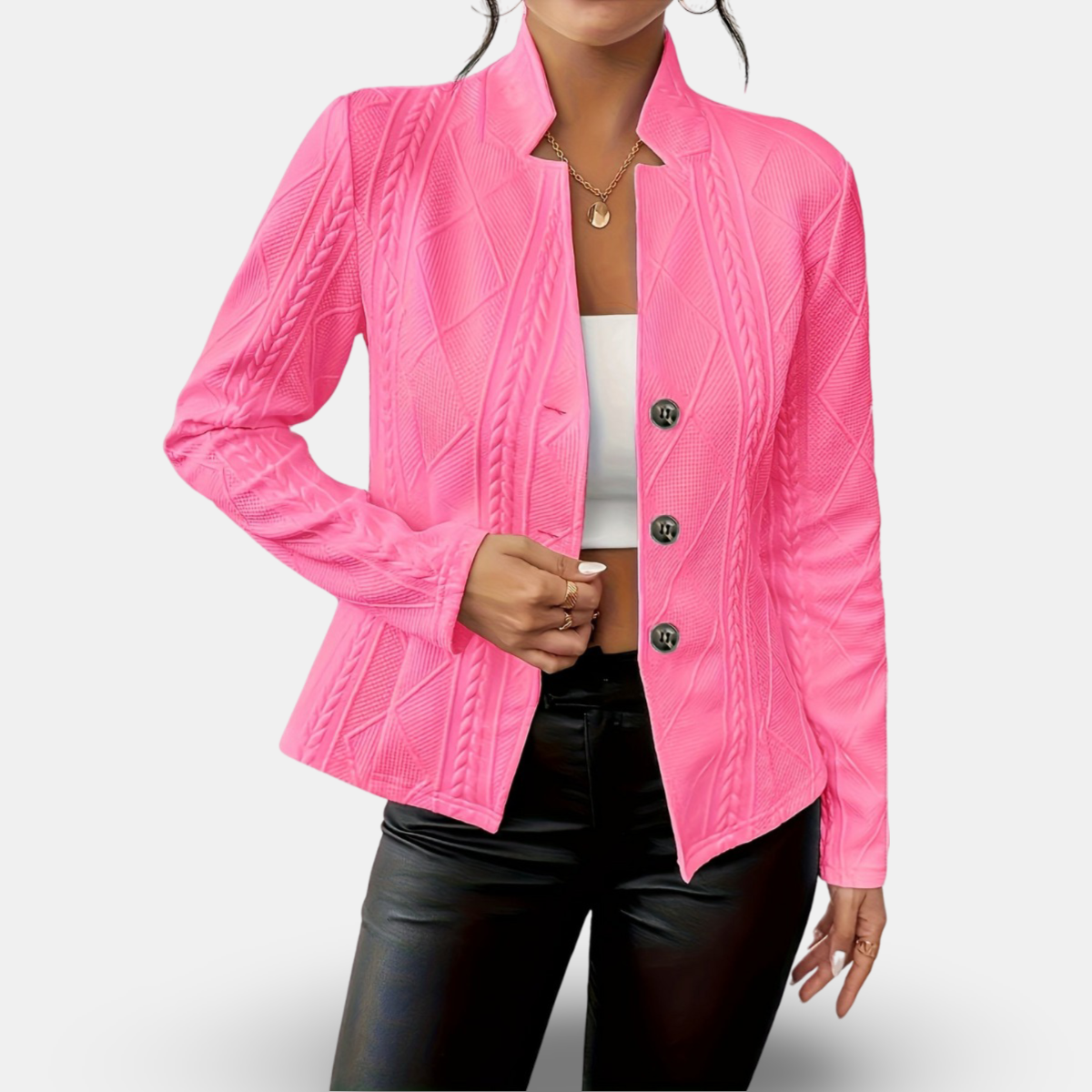 Tailored Fitted Cardigan With Button Front