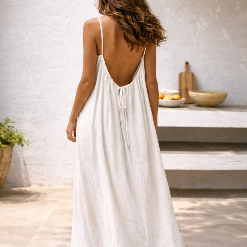Sienna Women's Linen Maxi Slip Dress for Summer and Beach