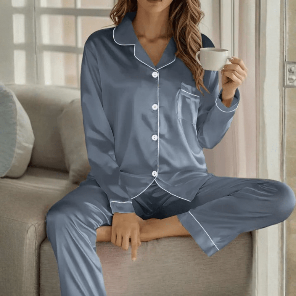 Breathable Button Front Pajama Set