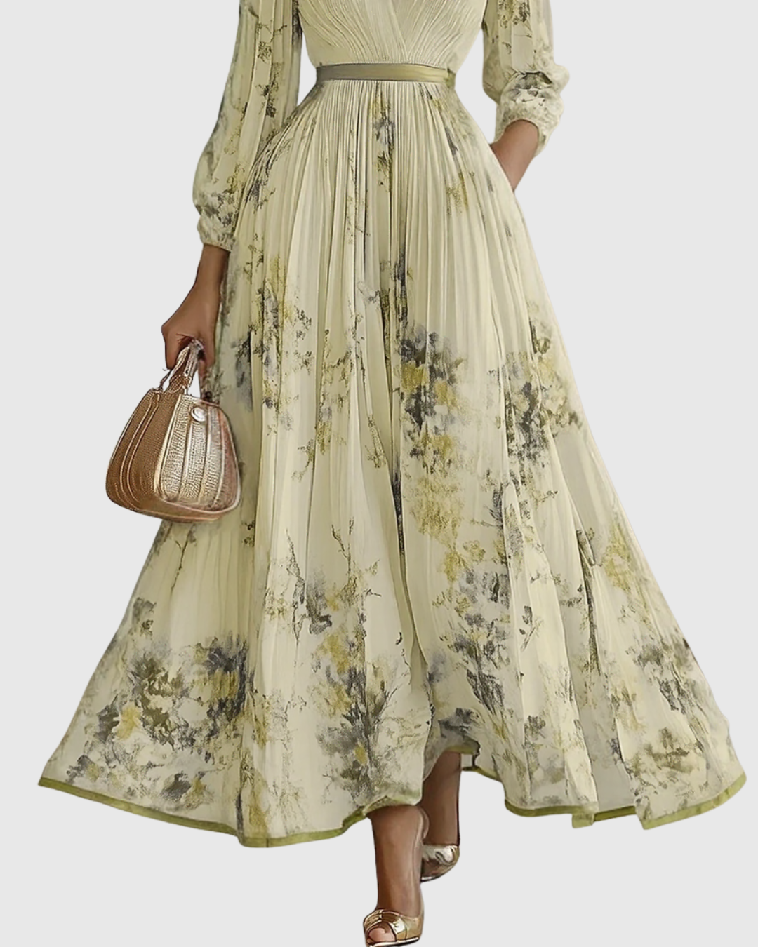 Pleated Maxi Dress for Women - Elegant Flowing Formal Evening Dress