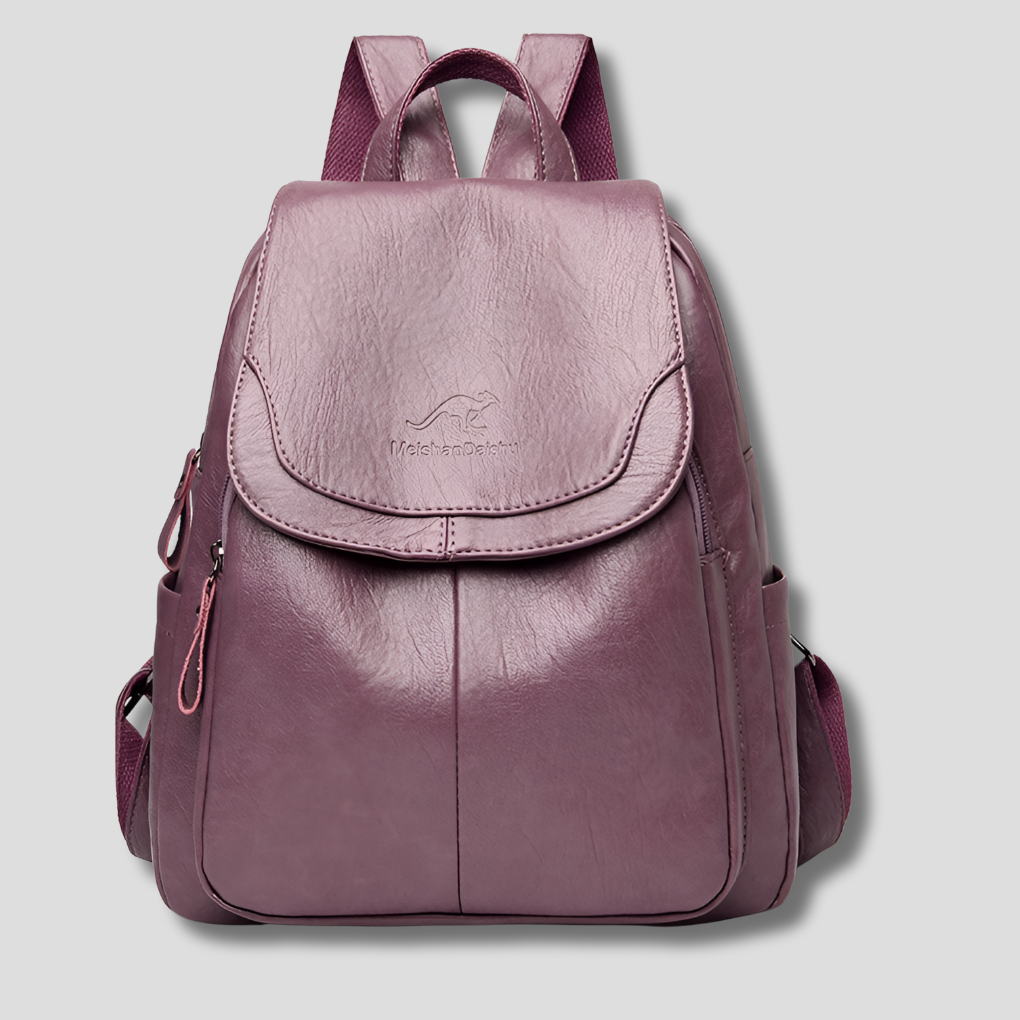 Anti-Theft Leather Backpack