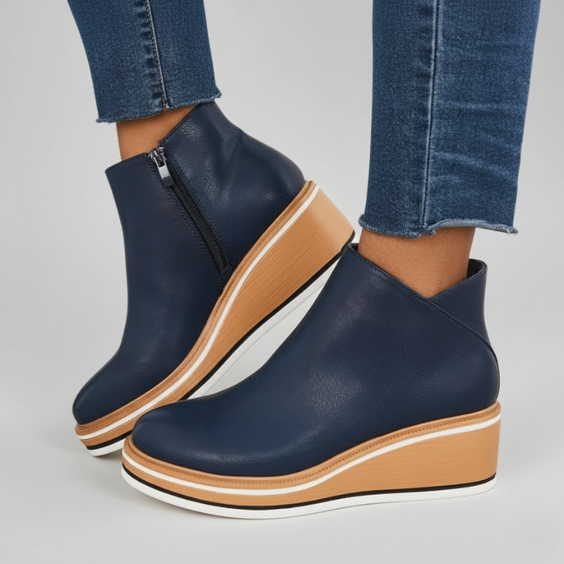Veronica Leather Wedge Orthopedic Boots