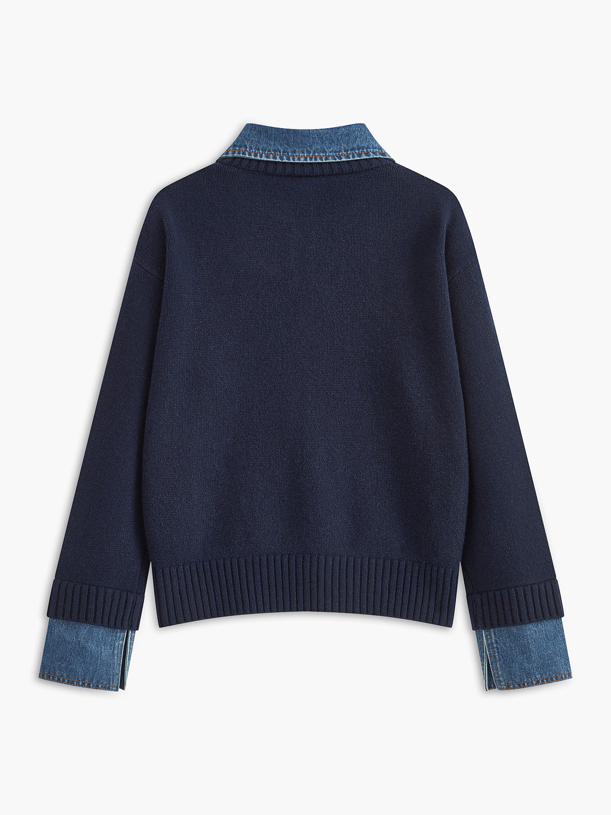 Panel Lapel Open-Front Knit Cardigan