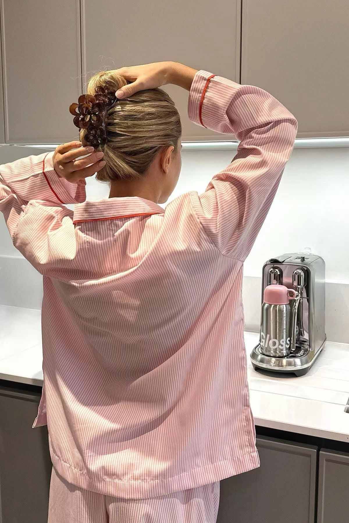 Women's Two-Piece Heart Button Pajama Set