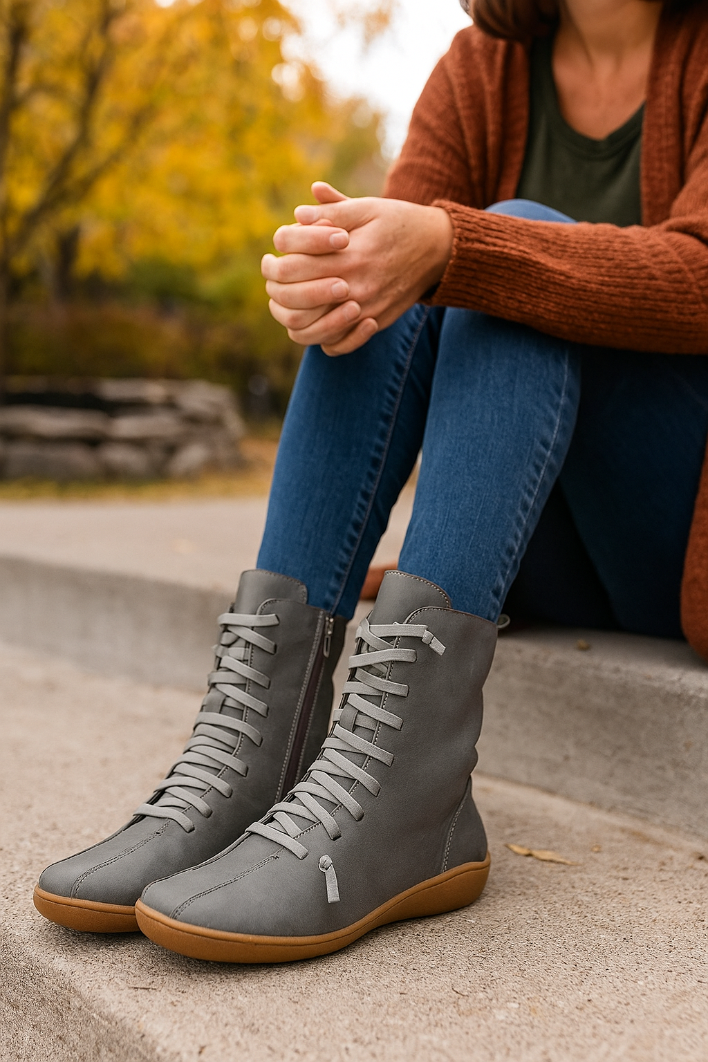 Minimalist Lace-Up Ankle Boots
