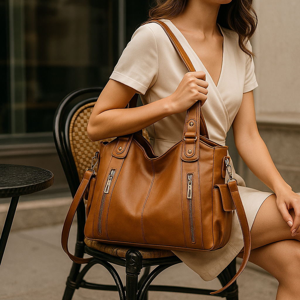 Minimalist Leather Tote Bag With Sturdy Handles