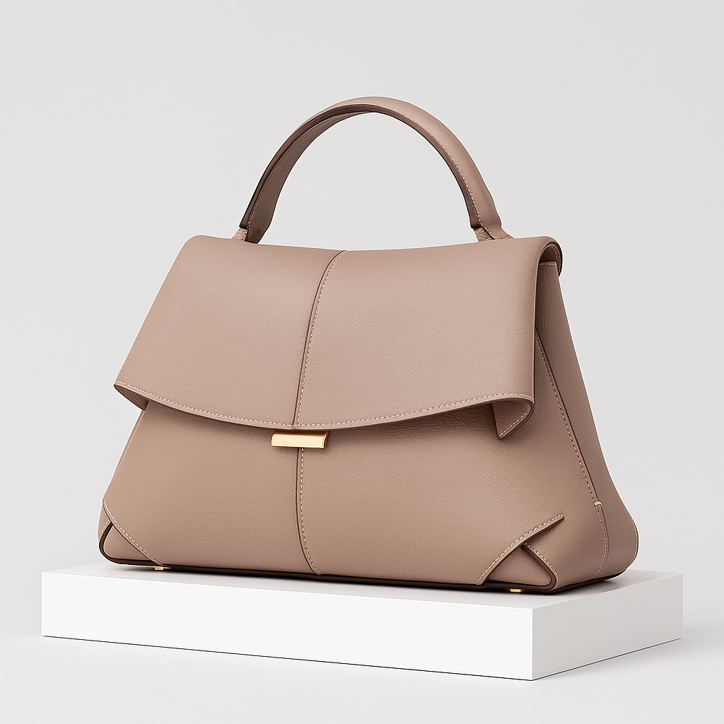 Compact Cowhide Leather Handbag for Women