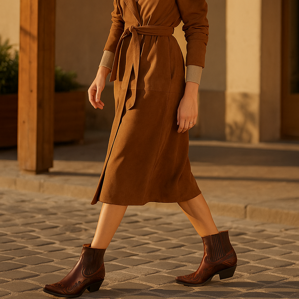 Embroidered Leather Western Ankle Boots