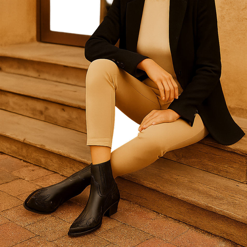 Embroidered Leather Western Ankle Boots