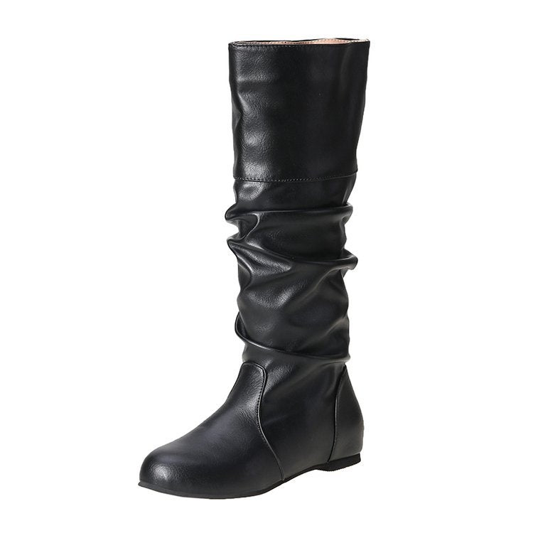 Pleated Block Heel Boots