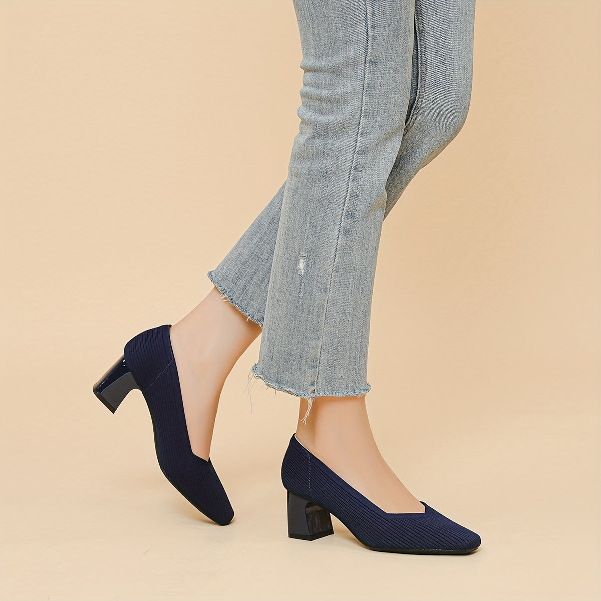 Pointed Toe Orthopedic Block Heel Pumps