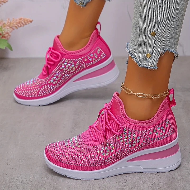 Rhinestone Orthopedic Arch Support Mesh Sneakers