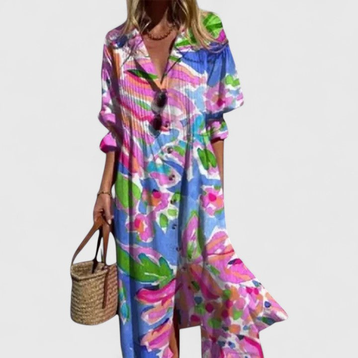 Paula Boho Maxi Dress with Long Sleeves