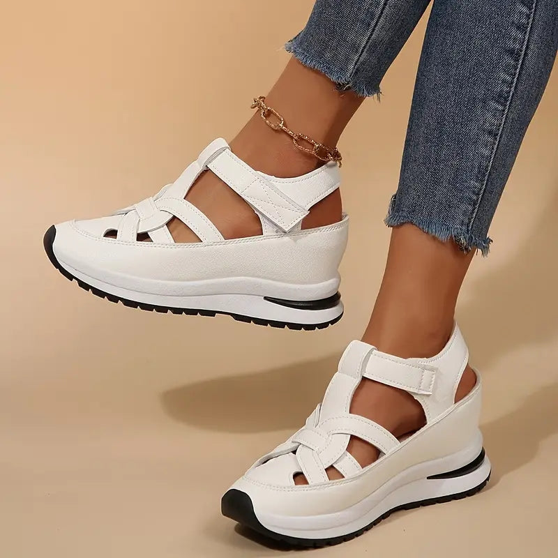 Structured Wrap-Over Flat Sandals with Raised Sole