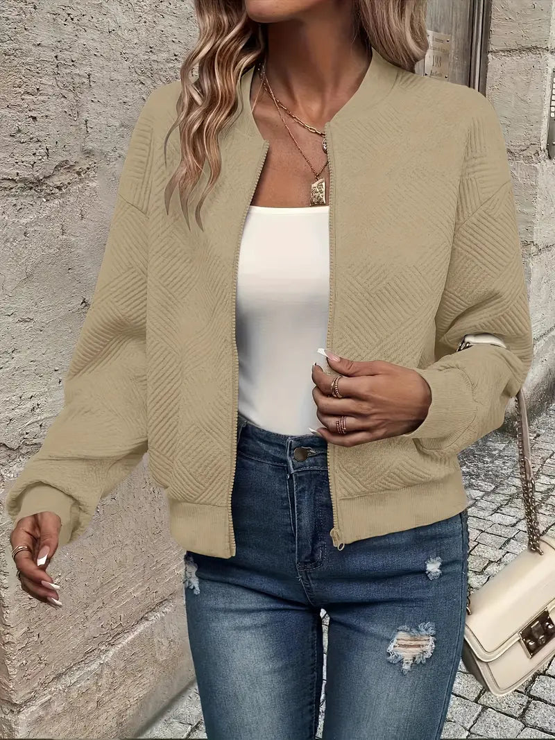 Lightweight Zip Up Jacket With Stand Collar