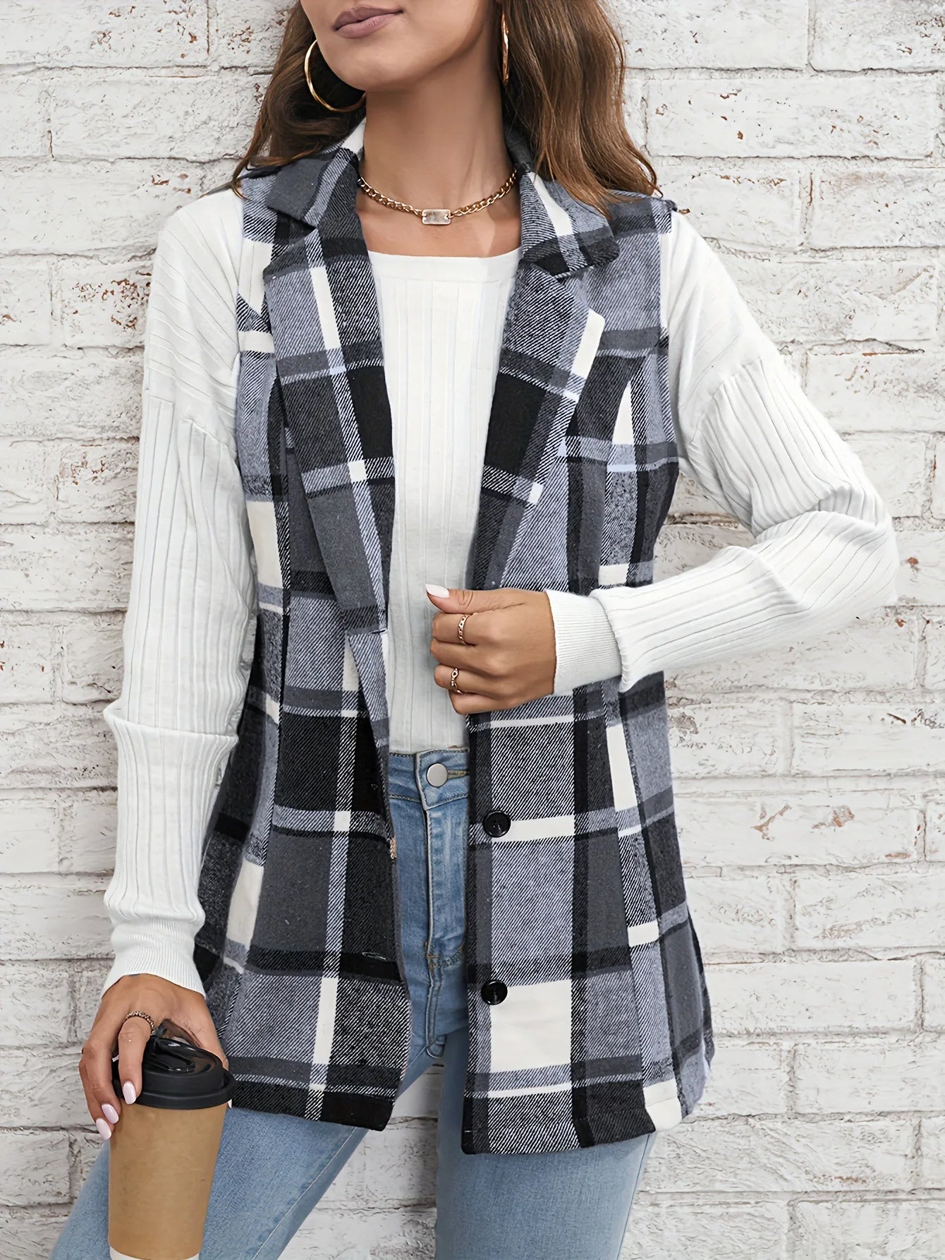 Drunelle Elegant Tailored Check Waistcoat