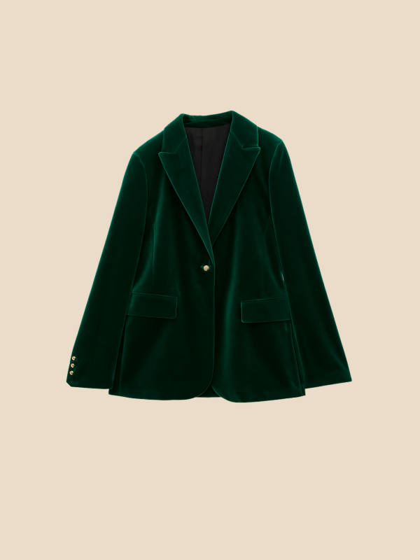 Velvet Blazer for Women – Burgundy with Gold Buttons