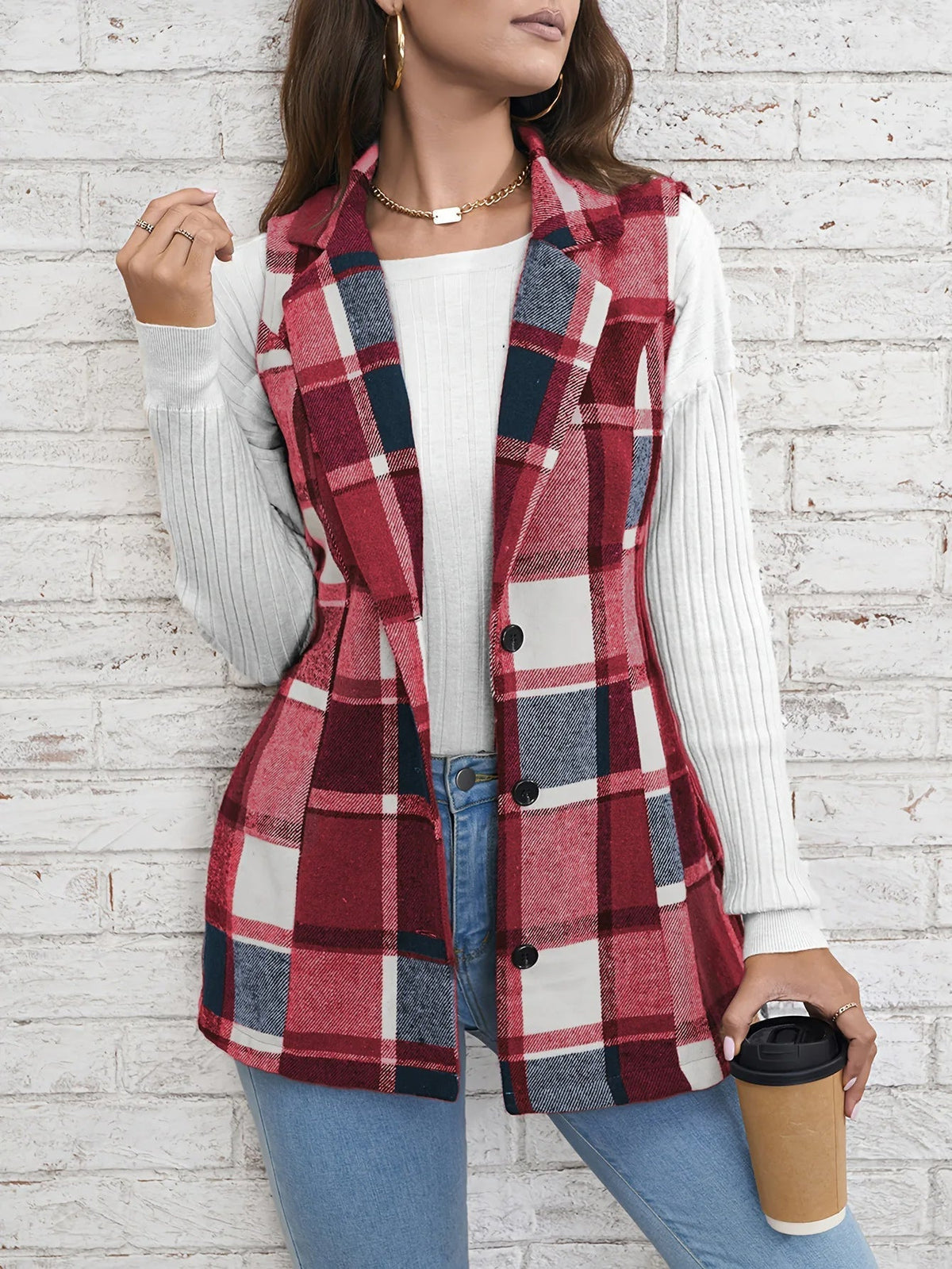 Drunelle Elegant Tailored Check Waistcoat