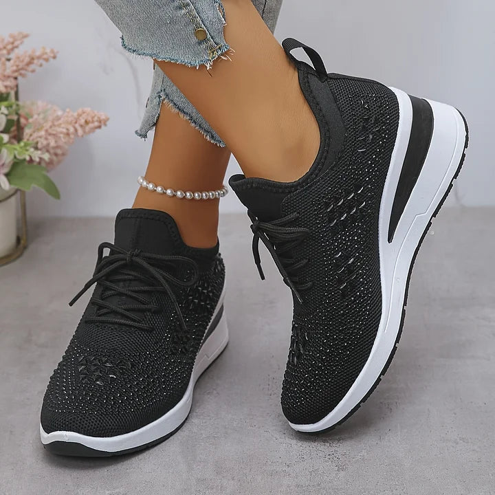 Rhinestone Orthopedic Arch Support Mesh Sneakers