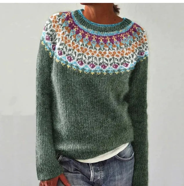 Nordic Stripe Knit Pullover Sweater