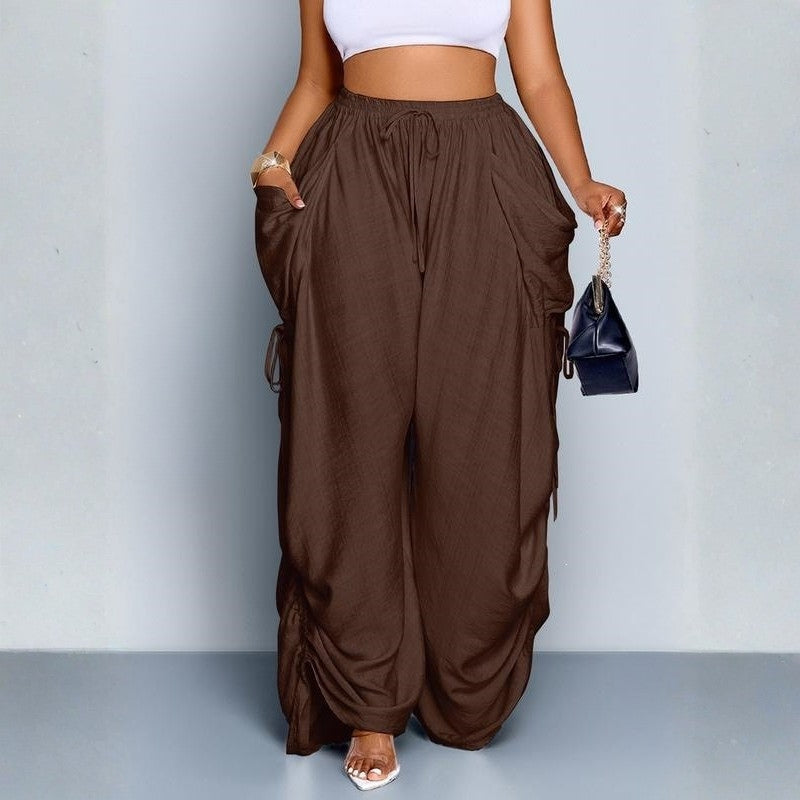 Drawstring Tie Wide Leg Trousers