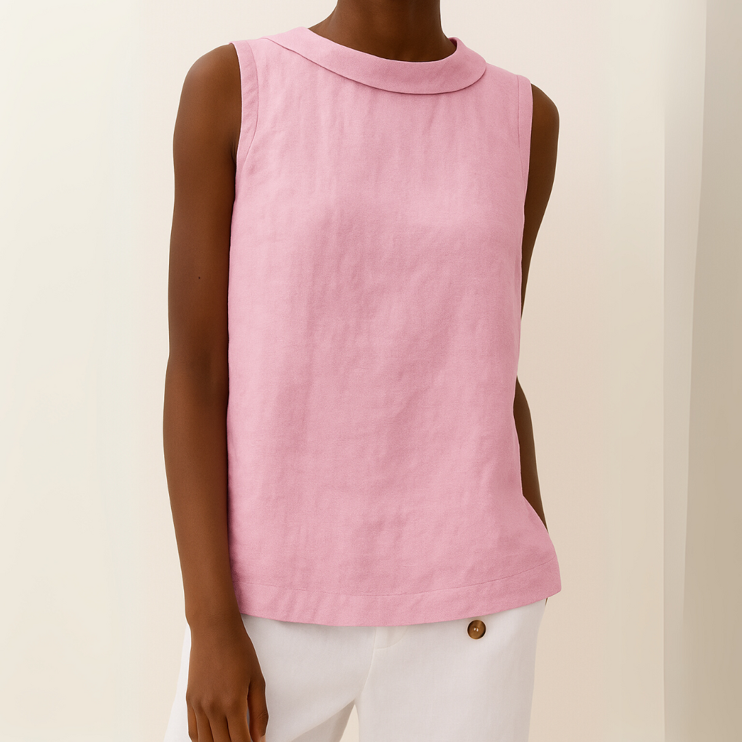 Rolled Collar Sleeveless Summer Top